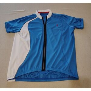 Specialized Cycling Jersey Blue White XLarge Short Sleeve Full Zip Pockets LL